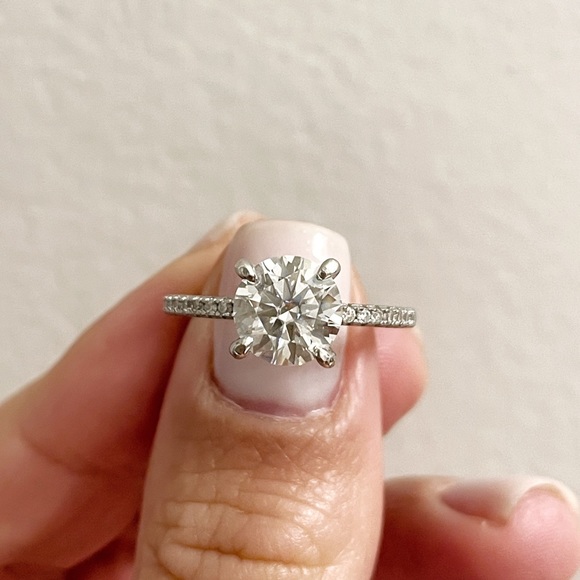 2.00ct Genuine Moissanite Engagement Ring, Hidden Halo, Sterling Silver - Picture 7 of 10